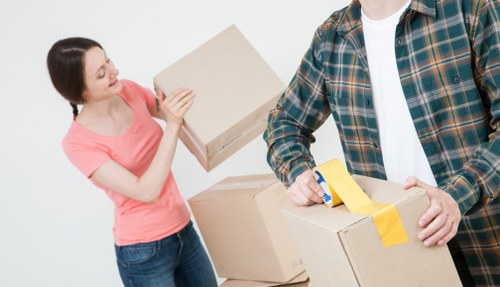Boxes and moving supplies arranged for a residential move in Finchley