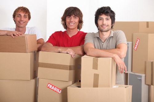 Packed IT equipment and office files ready for relocation in Finchley