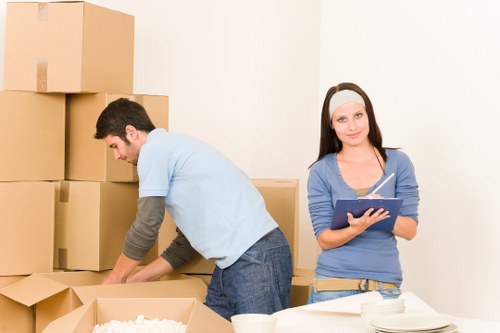 Commercial items and boxes prepared for transport in Finchley