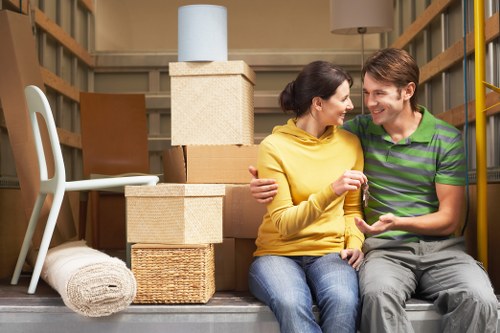 Preparing desks, boxes, and equipment for an office move in Finchley